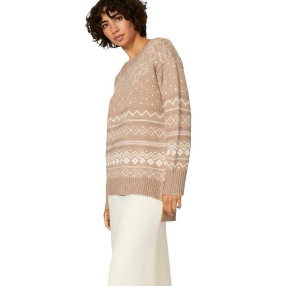 Thakoon x RTR Tan Fair Isle Tunic Sweater Light Brown Cream Size Medium - Picture 8 of 8